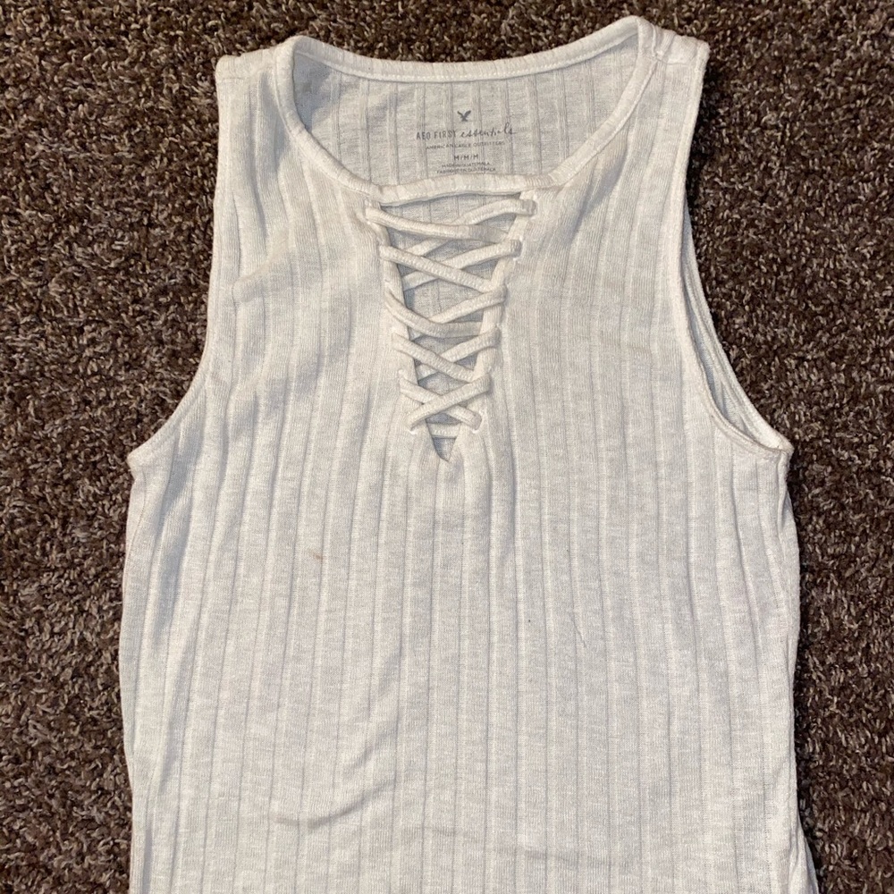 American Eagle Essentials Knit lace up tank